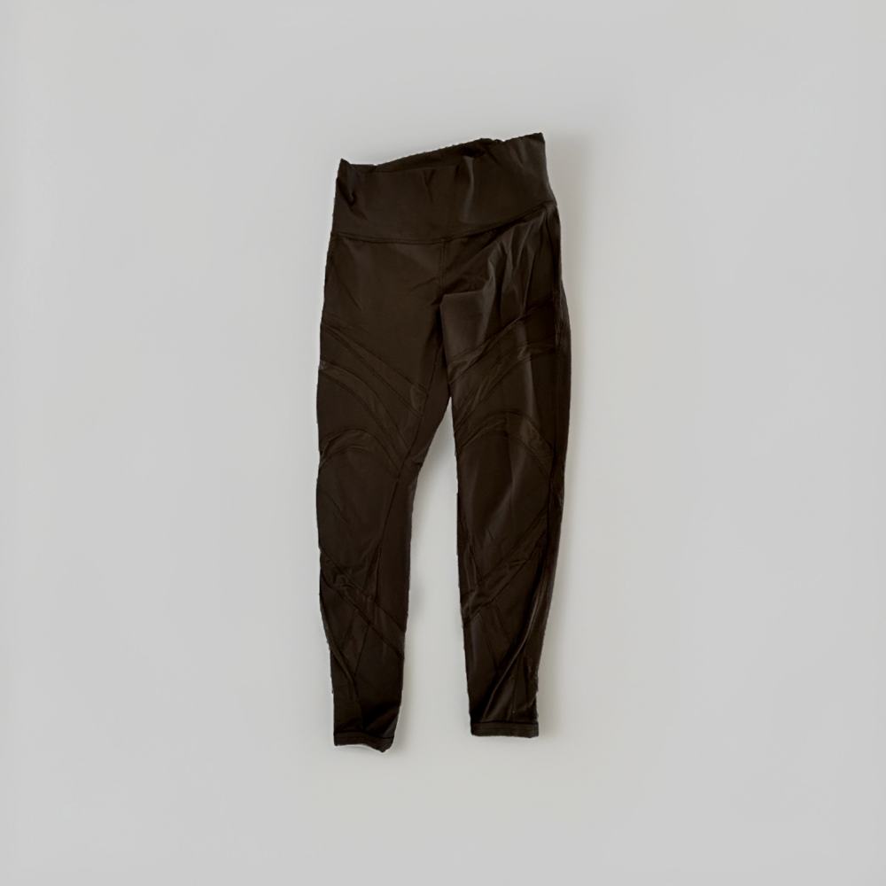 Lululemon  Black Leggings Mesh Sheer Cutout Medium 6/8 Quick Dry